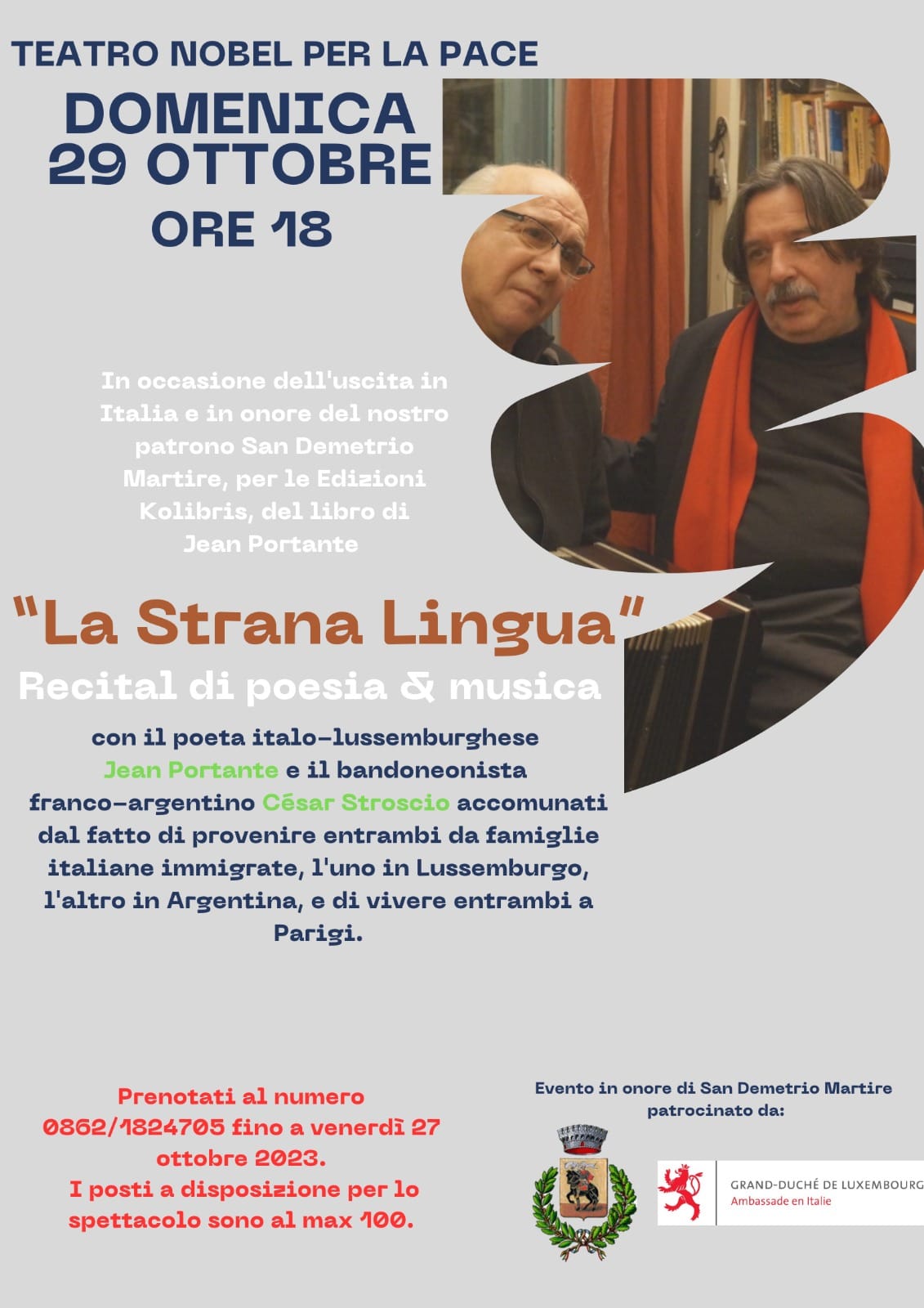 Jean Portante - "La strana lingua" poetry and music recital