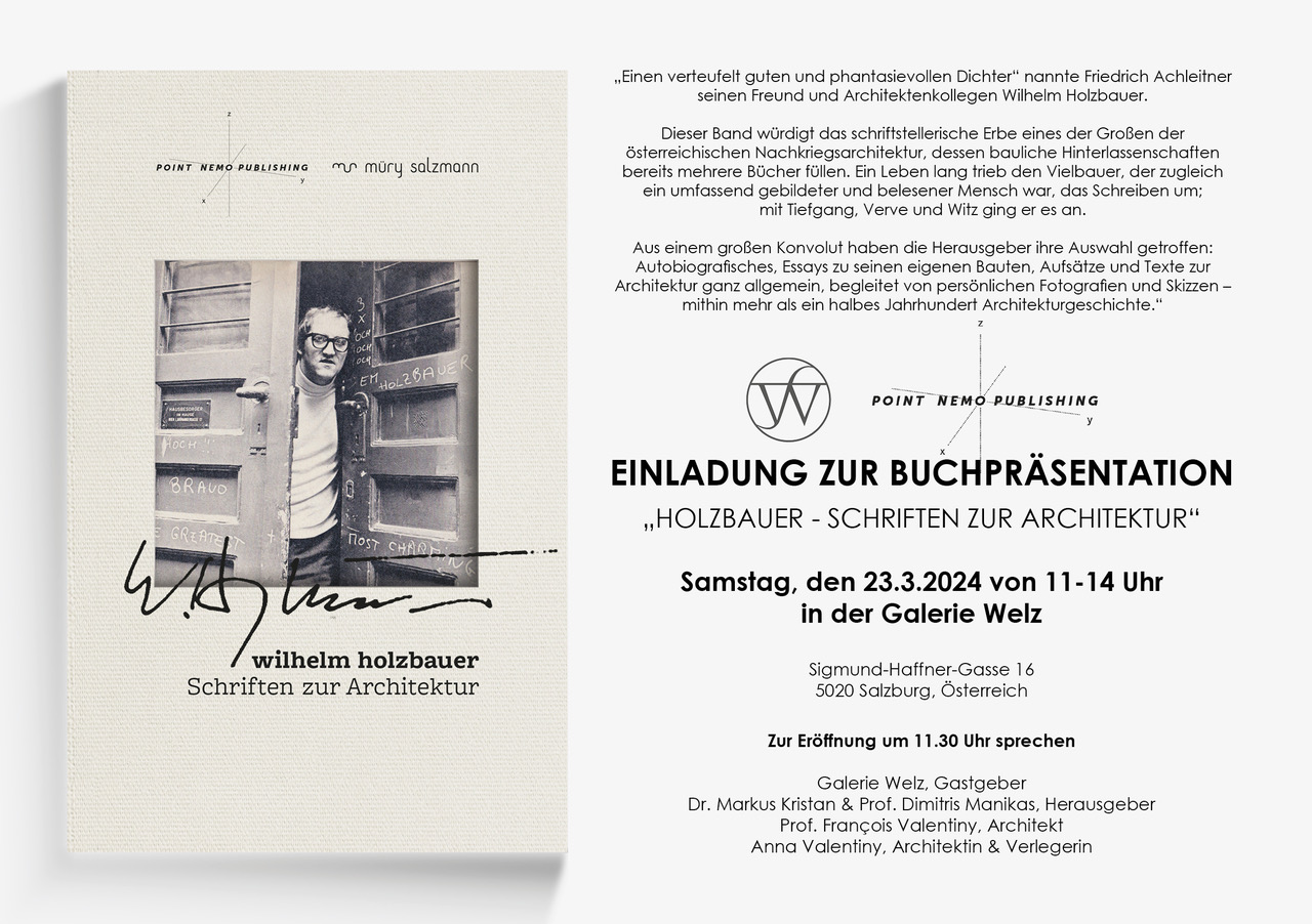 Point Nemo Publishing / Anna Valentiny - book presentation "Holzbauer - Schriften zur Architektur"